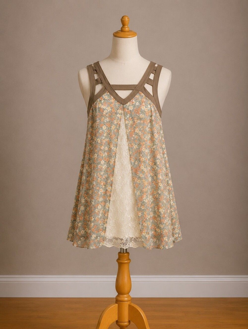 Altar'd State Kids Floral Dress with Brown Accents
